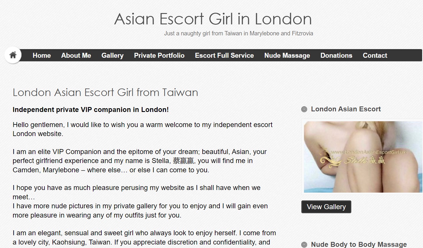 London Asian Escort Girl from Taiwan