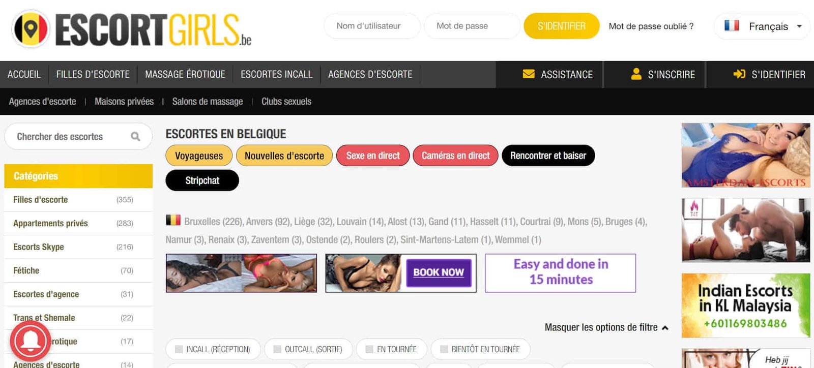ESCORTES EN BELGIQUE
